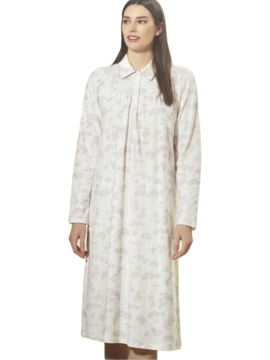 Linclalor Camicia da notte in caldo cotone con collo e manica a raglan art. 292056